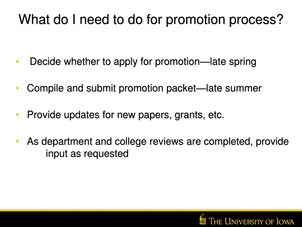 what do i need to do for promotion process