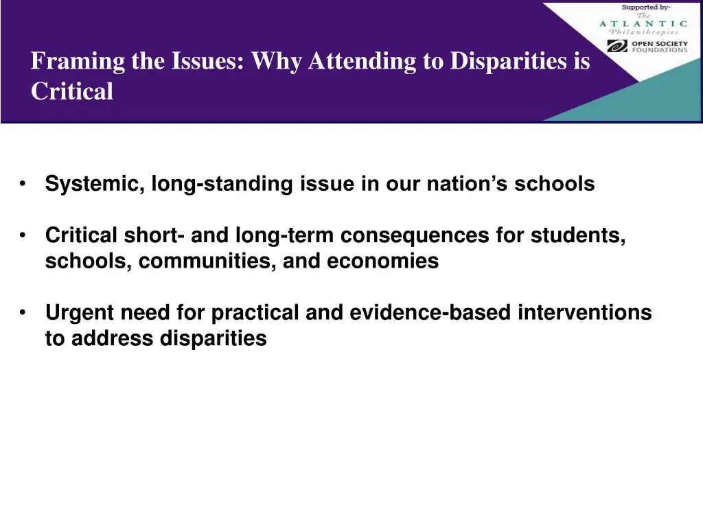 framing the issues why attending to disparities