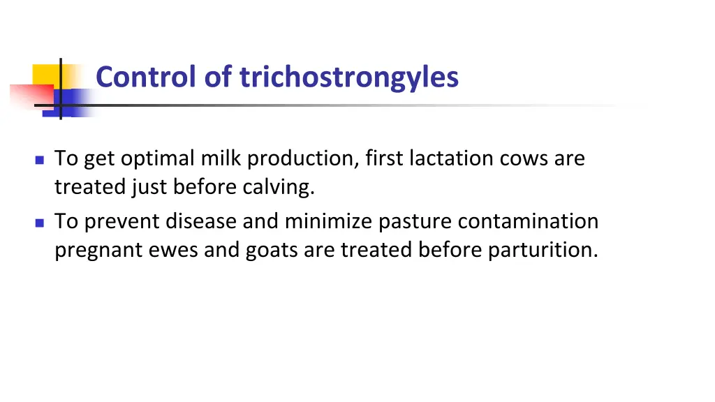 control of trichostrongyles