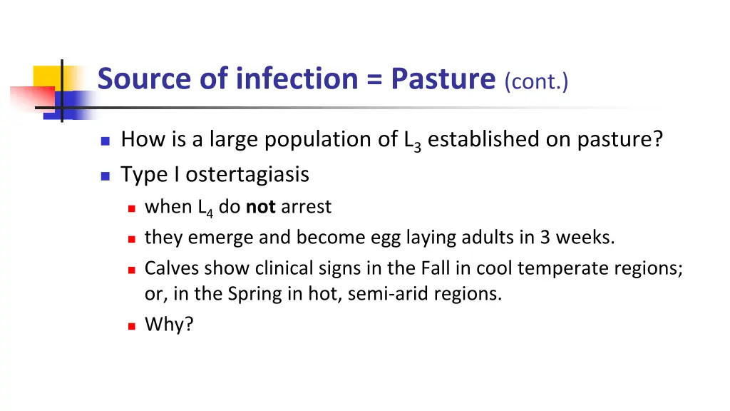 source of infection pasture cont