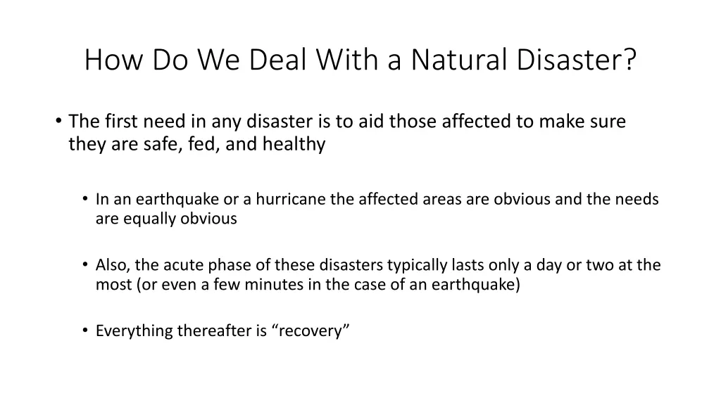 how do we deal with a natural disaster