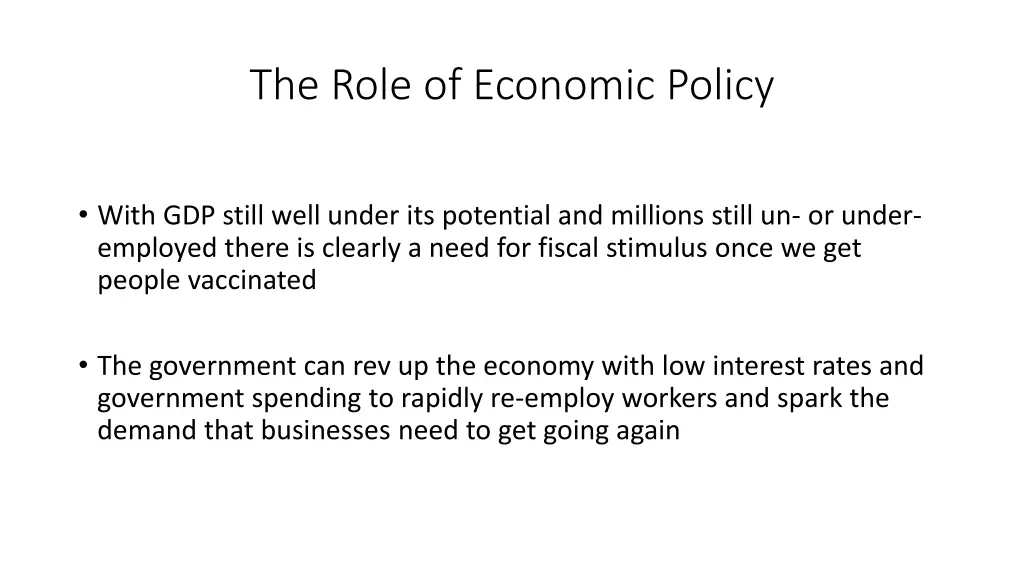 the role of economic policy
