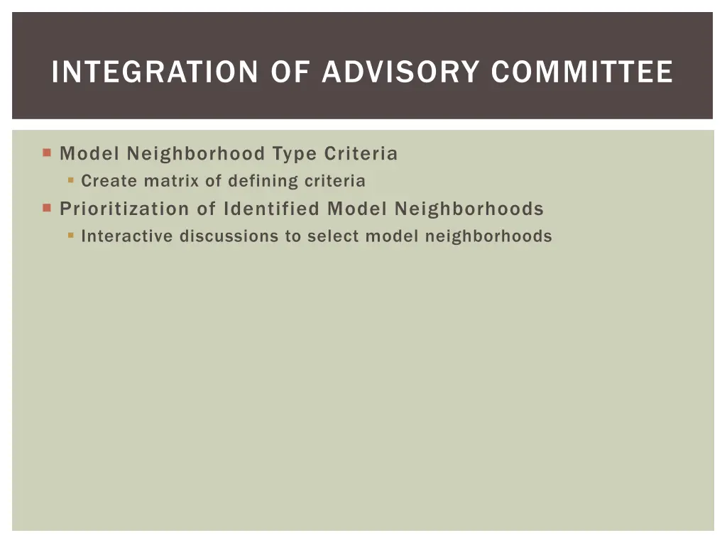 integration of advisory committee