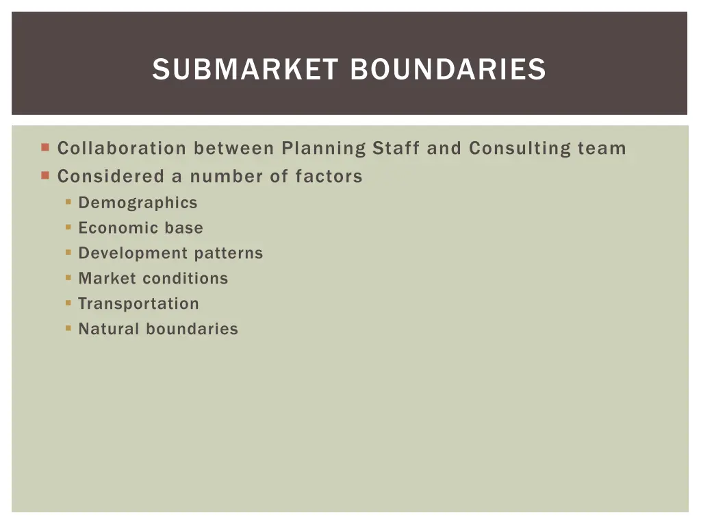 submarket boundaries