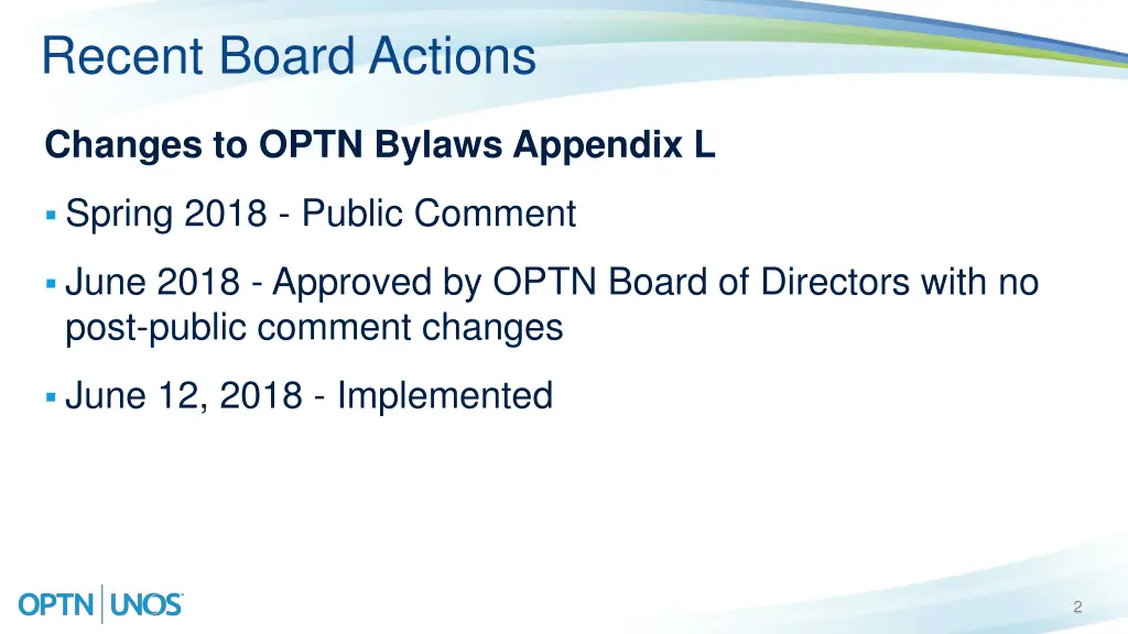 recent board actions