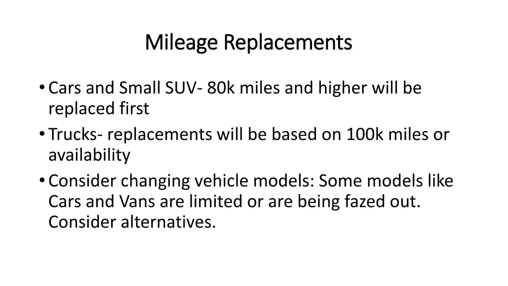 mileage replacements mileage replacements