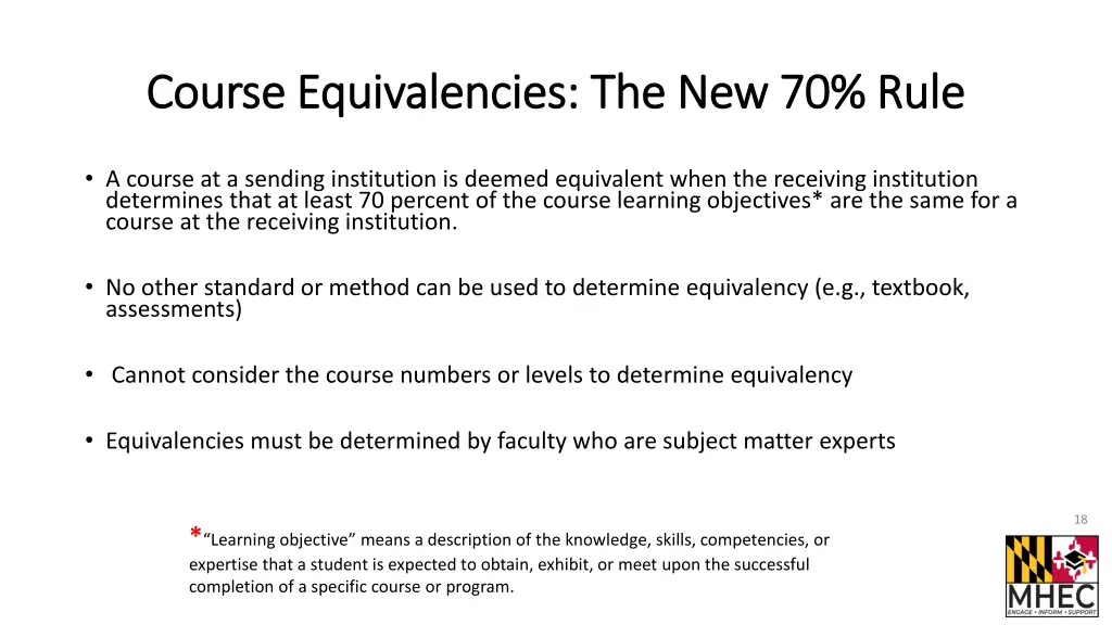 course equivalencies the new 70 rule course