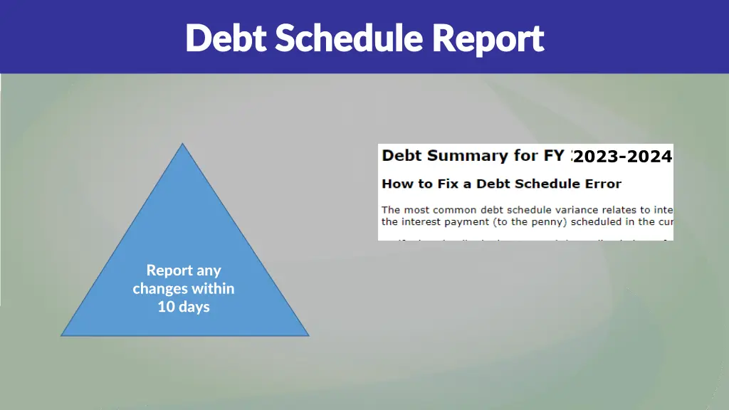 debt schedule report debt schedule report