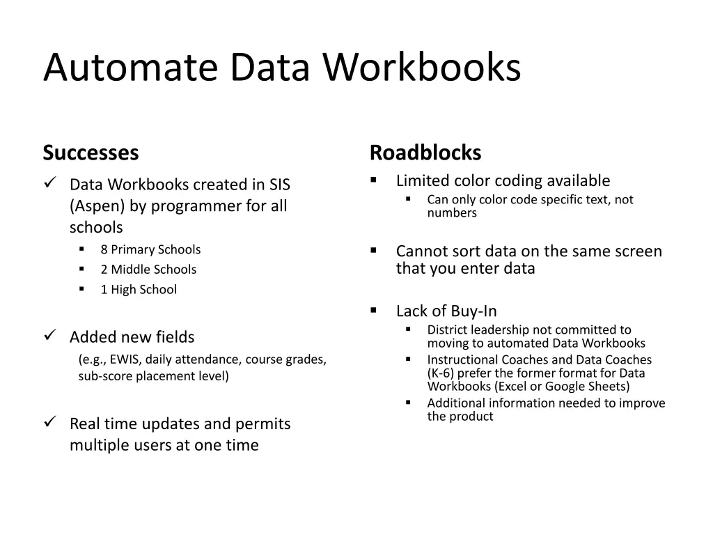 automate data workbooks