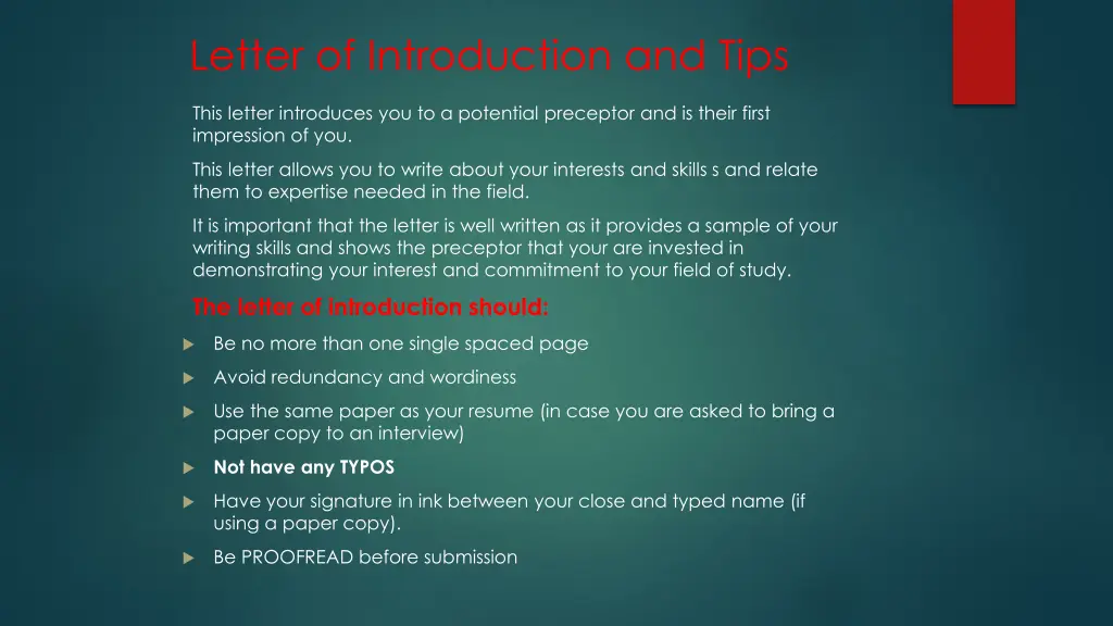 letter of introduction and tips