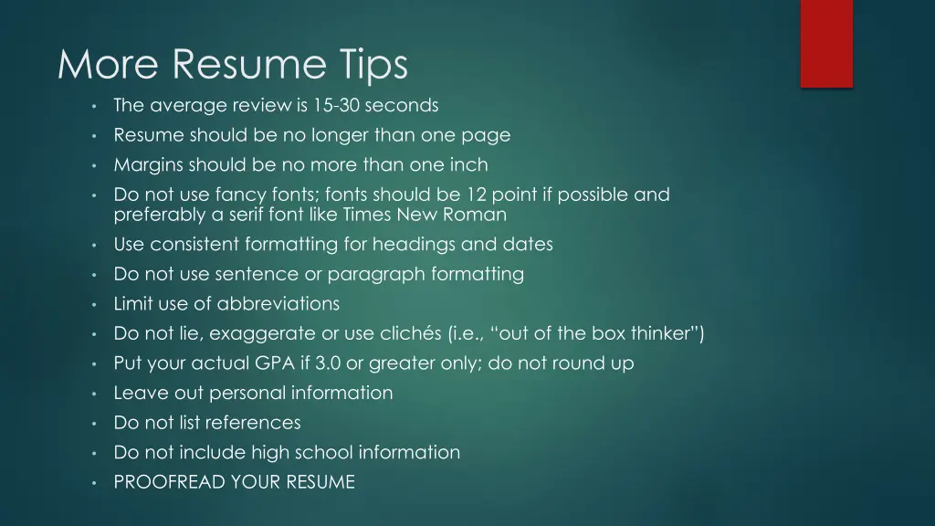 more resume tips the average review