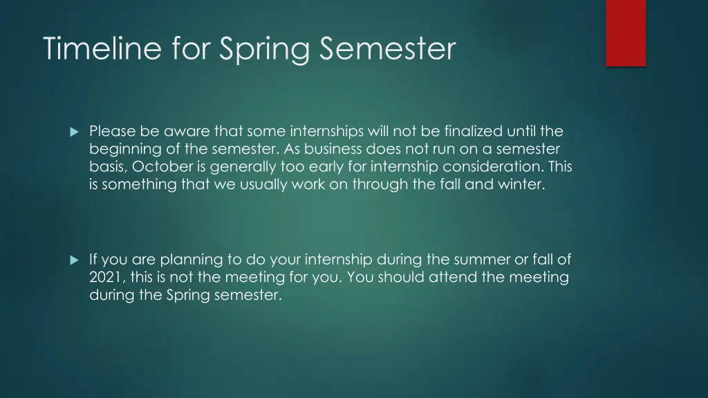 timeline for spring semester