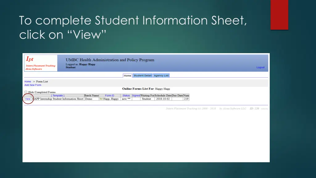 to complete student information sheet click