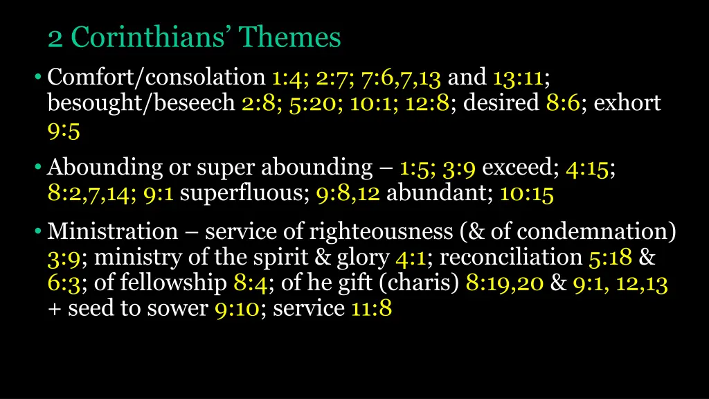 2 corinthians themes comfort consolation