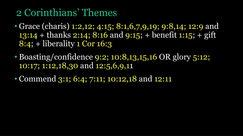 2 corinthians themes grace charis