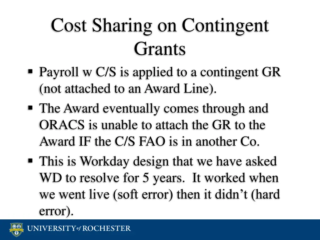 cost sharing on contingent grants payroll