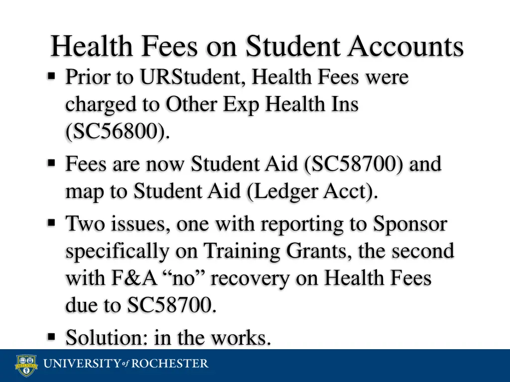 health fees on student accounts prior