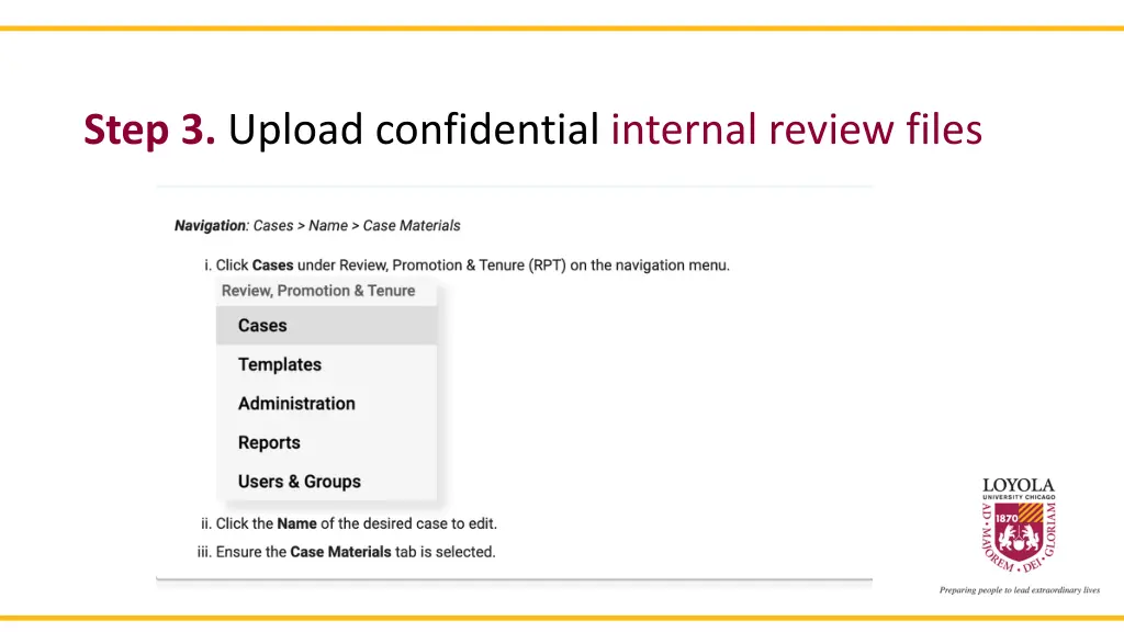 step 3 upload confidential internal review files