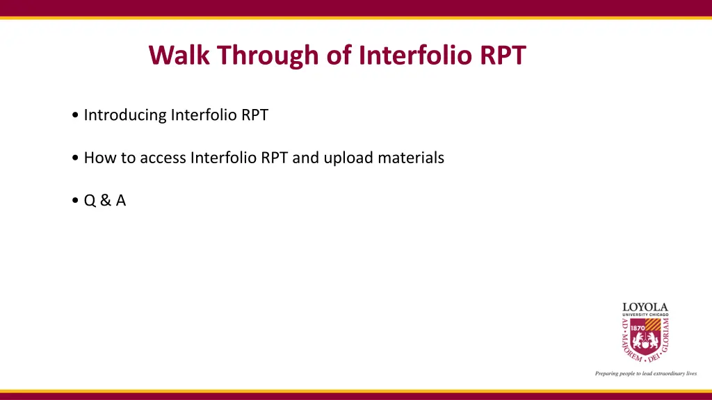 walk through of interfolio rpt