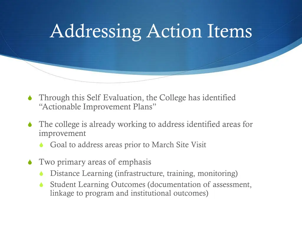 addressing action items