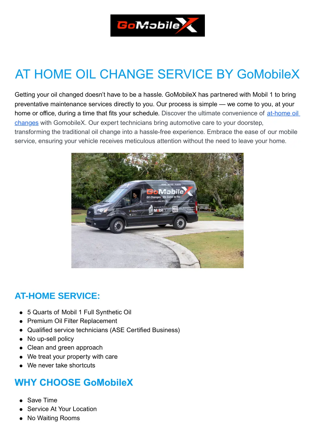 at home oil change service by gomobilex