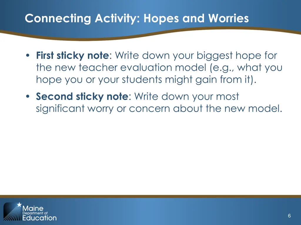 connecting activity hopes and worries