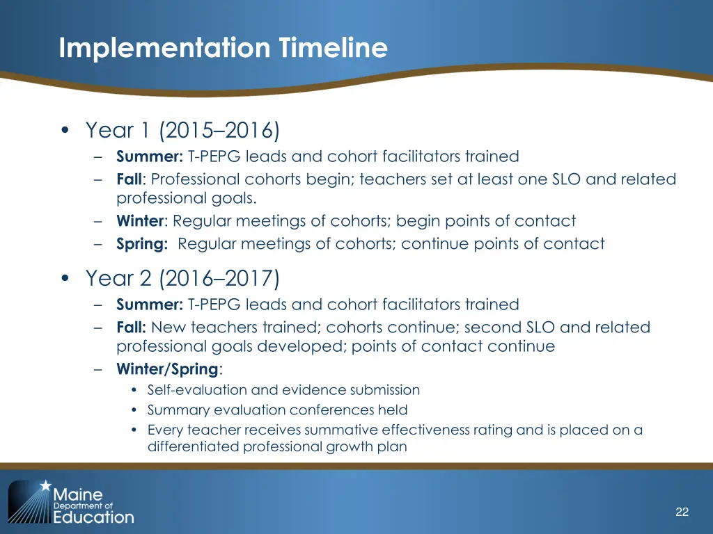 implementation timeline