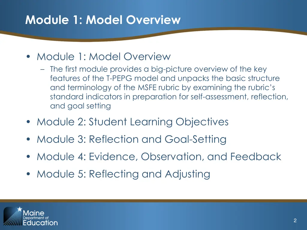 module 1 model overview