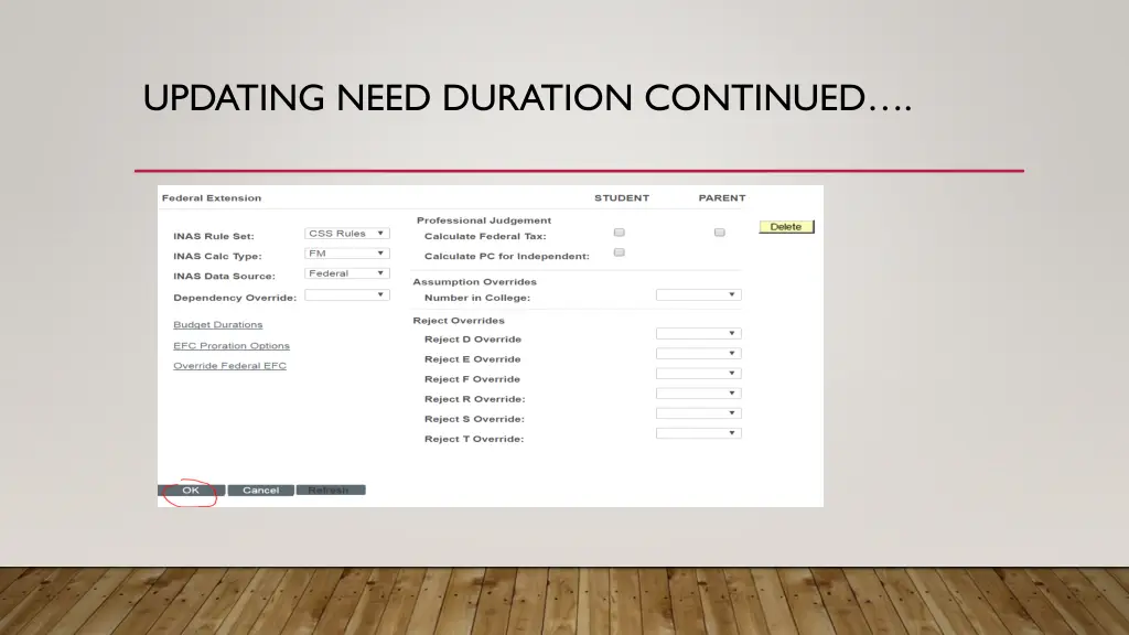 updating need duration continued