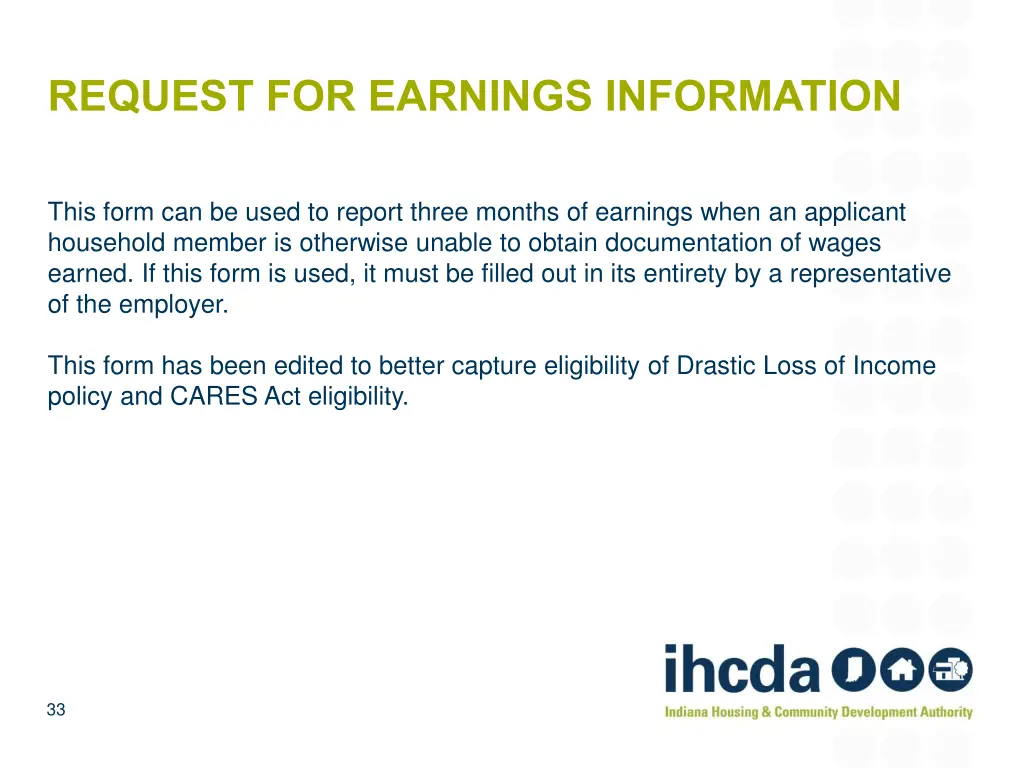 request for earnings information