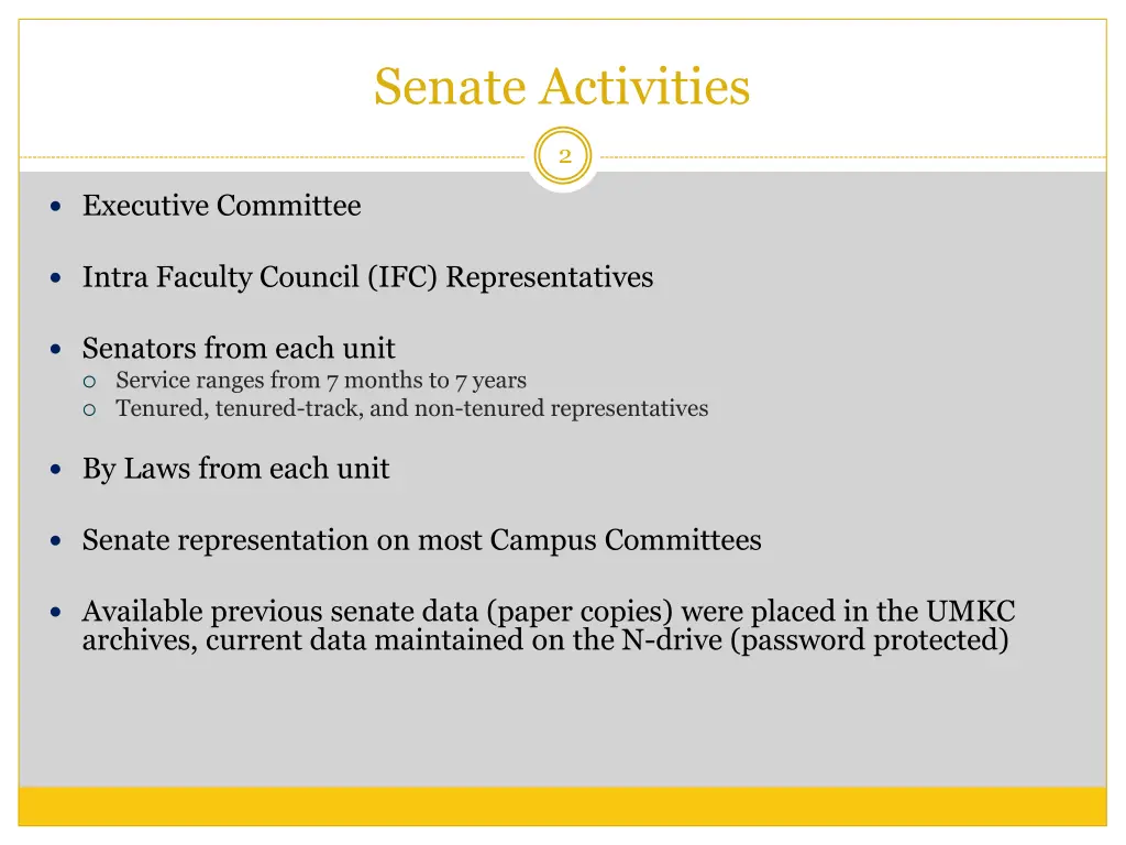 senate activities