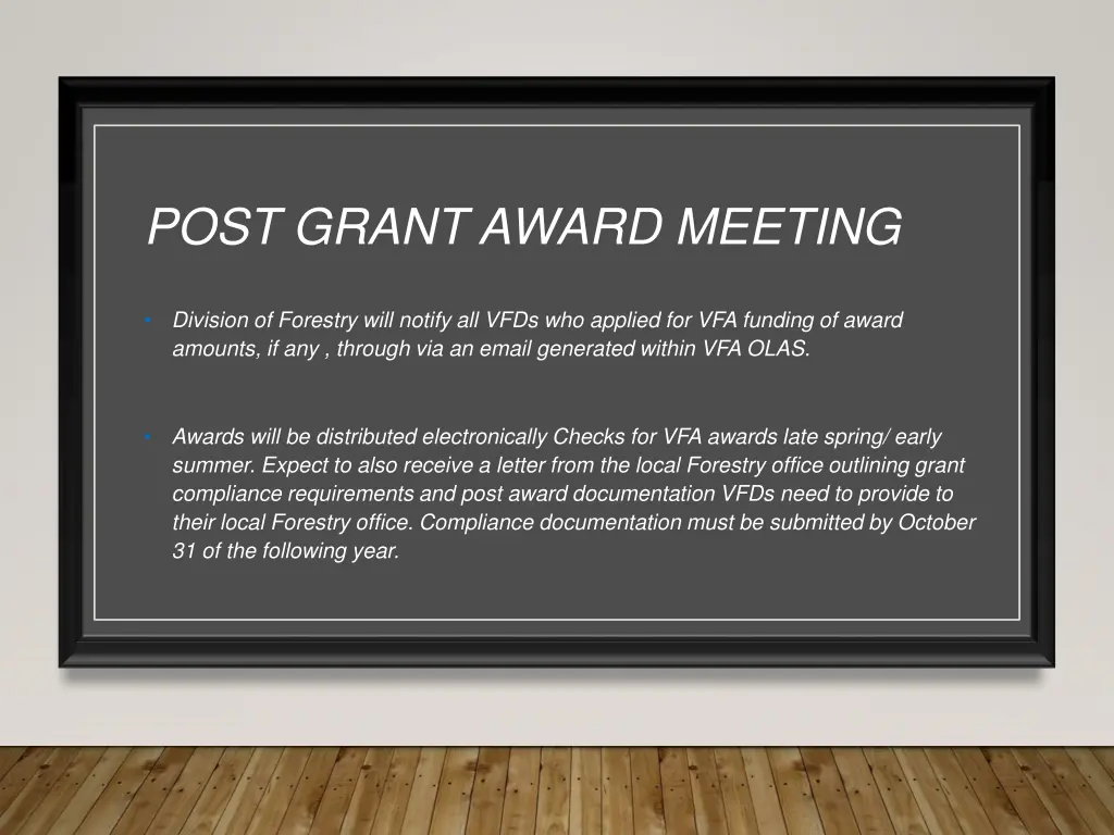 post grant award meeting