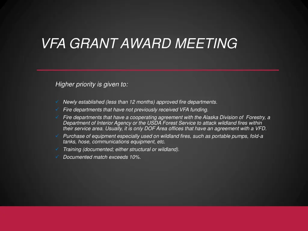 vfa grant award meeting 1