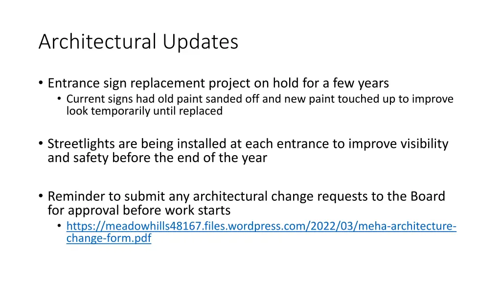 architectural updates