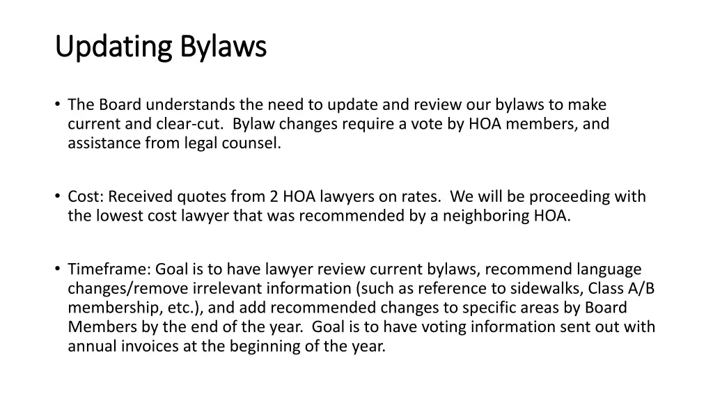 updating bylaws updating bylaws