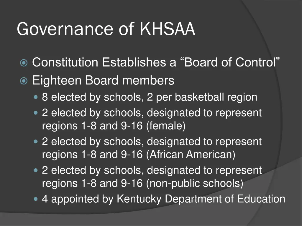 governance of khsaa