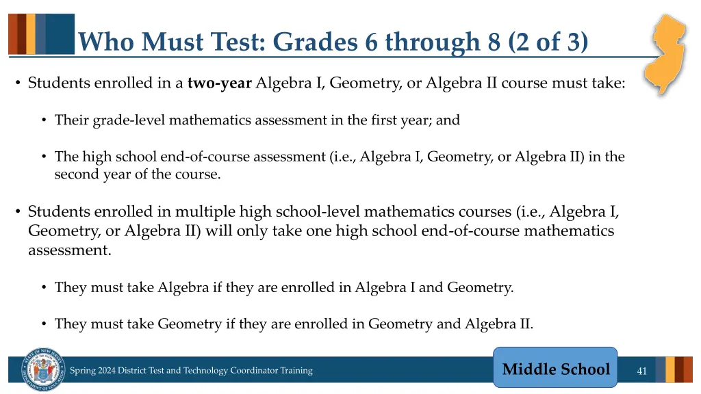 who must test grades 6 through 8 2 of 3