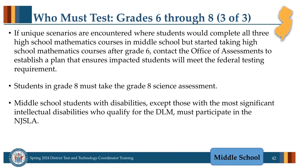 who must test grades 6 through 8 3 of 3