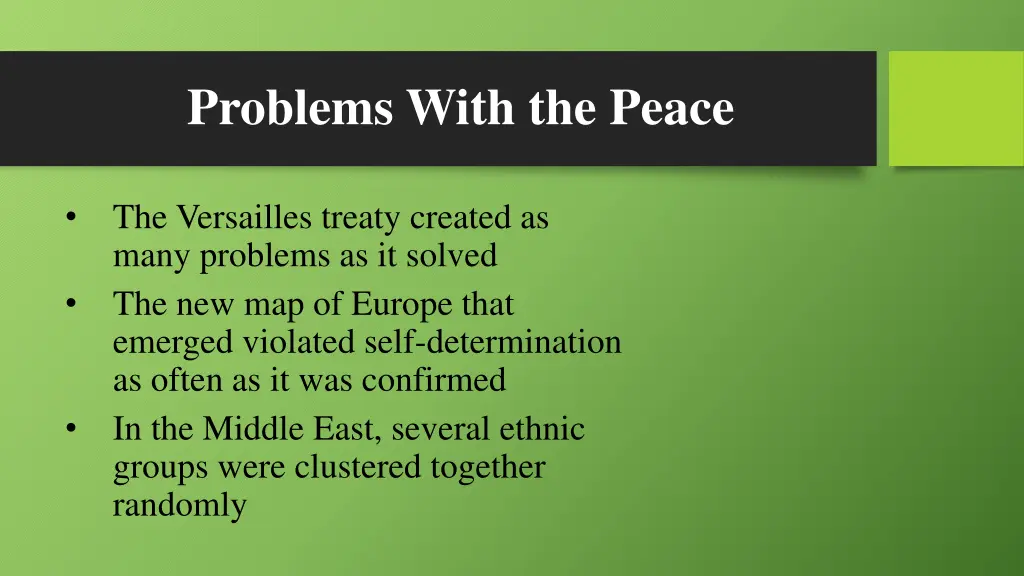 problems with the peace