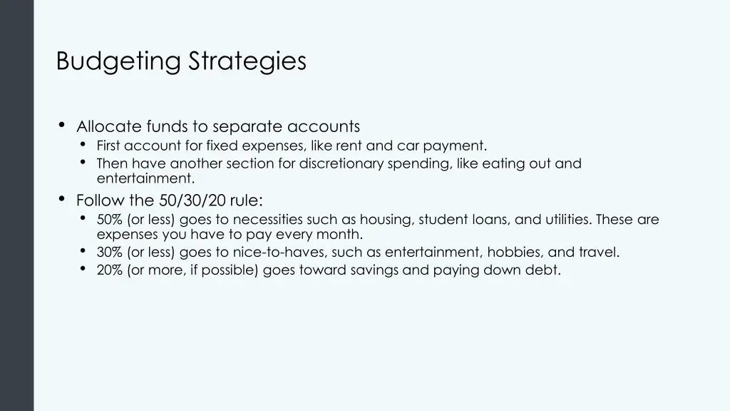 budgeting strategies