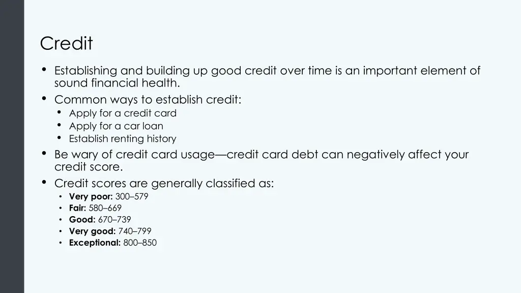 credit establishing and building up good credit