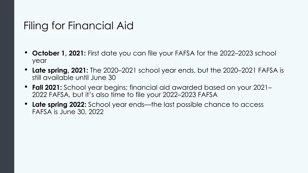 filing for financial aid