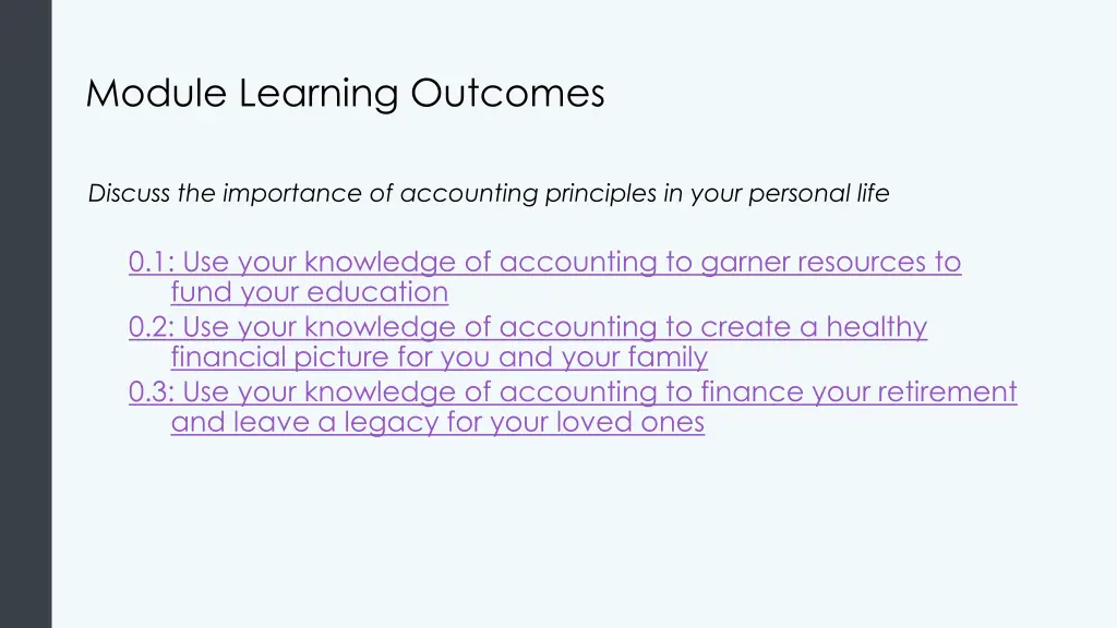 module learning outcomes