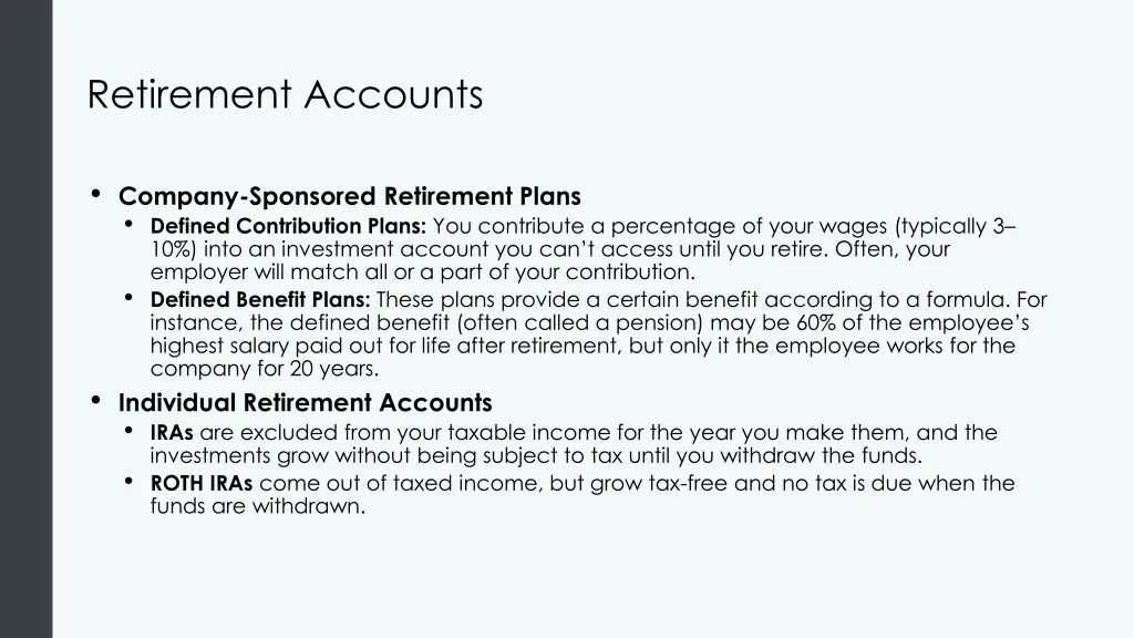 retirement accounts