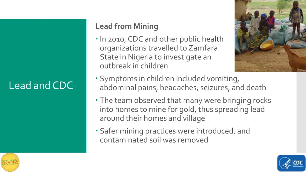 lead from mining in 2010 cdc and other public