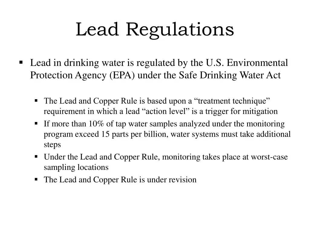 lead regulations