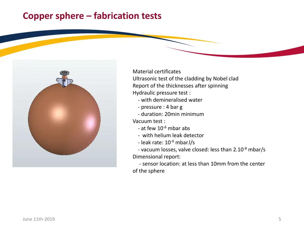 copper sphere fabrication tests