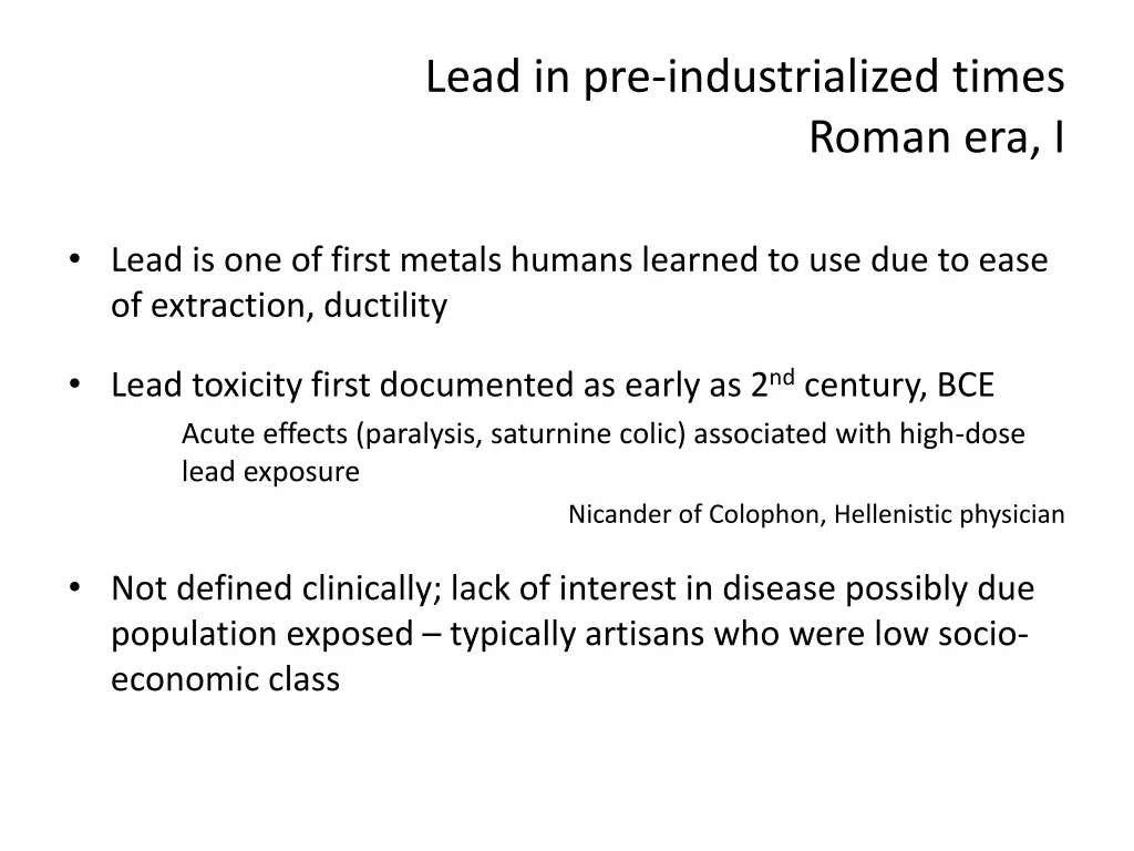 lead in pre industrialized times