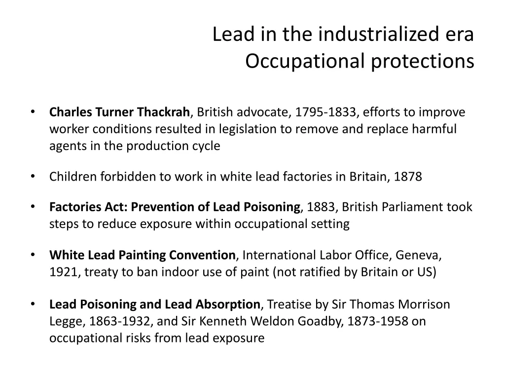 lead in the industrialized era occupational