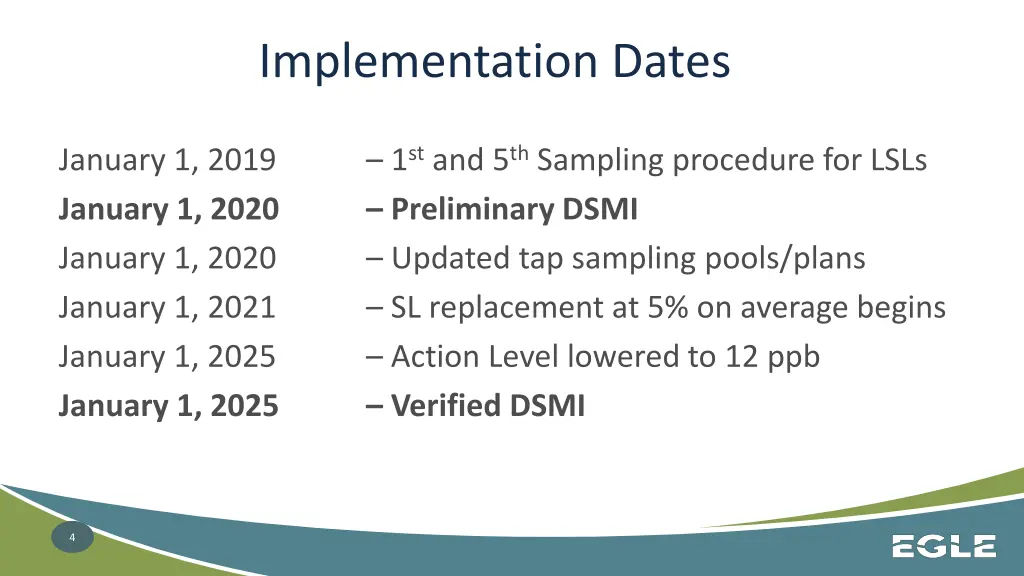 implementation dates